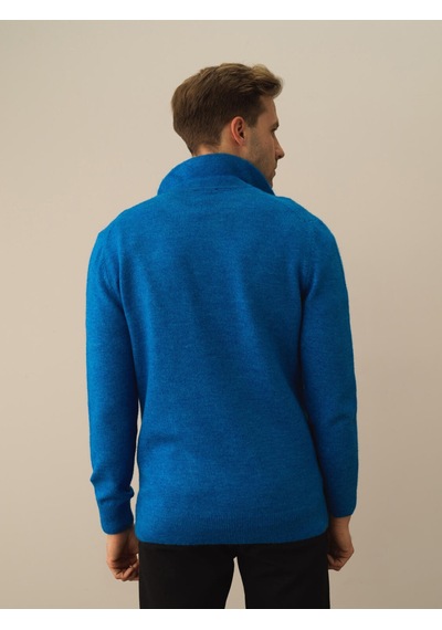 Xint Mavi Lüks Pamuk Dokulu Regular Fit Kazak 801735
