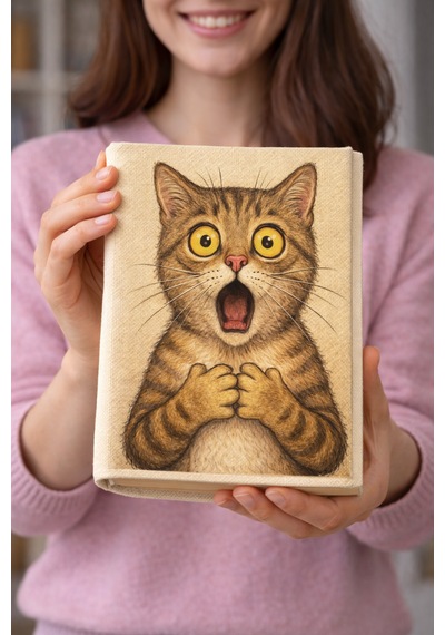 Kedi Desenli Bez Kitap Kılıfı Sanatsal Baskılı Kumaş Kitap Kabı, Kitap Koruyucu Kılıf 2