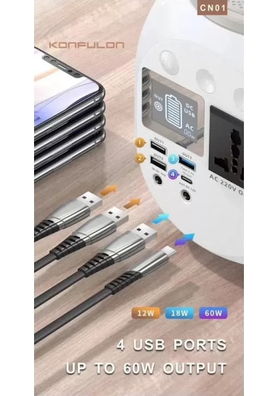 Konfulon Cn01 Powerbank 45.000 Mah Kamp Şarj Pd - Beyaz Diğer