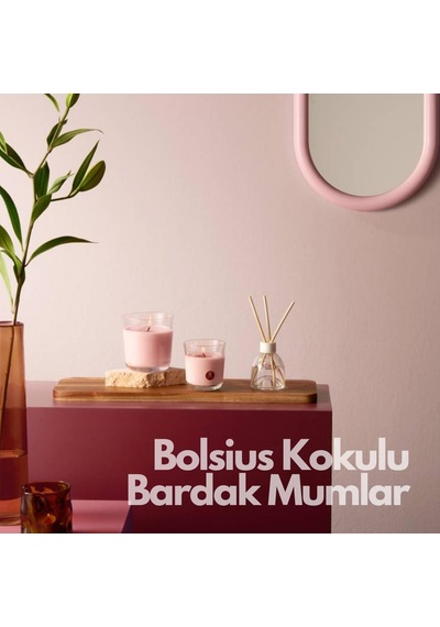 Nar Kokulu Bardakta Mum - Vegan & Doğal & Saf Koku Özlü -palmiye Yağı İçermez - 25 Saat Yanma Süresi - Kırmızı Renkte - 80mm/73mm