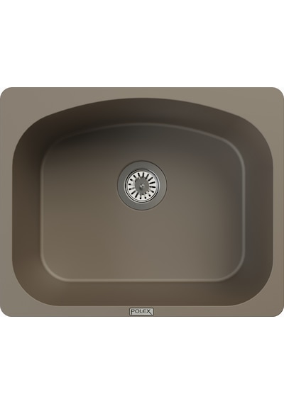 Polex Cristalüx Granit Evye P-OL60 Toprak Tezgah Altı Ve Tezgah Üstü Kare Mutfak Evyesi 60x49.5 CM
