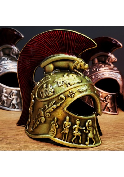 Metal Dekoratif Şövalye Miğferi - Tarihi Tasarım - 10x5 Cm Çok Renkli