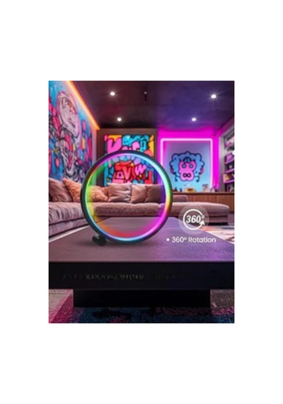 10 İnç Akıllı Rgb Müzik Ritimli Gece Lambası 25 Cm Alüminyum Halka Led Masa Lambası Çok Renkli