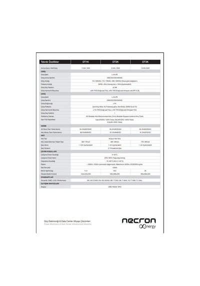 Necron 2KVA/2KW Yeni Nesil DT 2K  Online UPS Güç Kaynağı