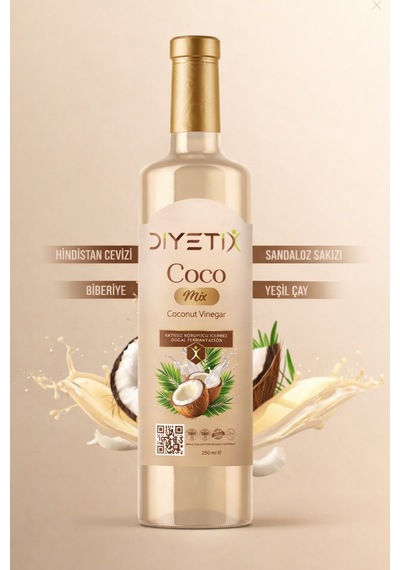 Diyetix Coco Mix -250 Ml Hindistan Cevizi Sirkesi Katkısız & Doğal Fermente Günlük Kullanım