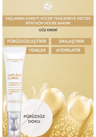Yves Rocher Göz Kremi-kafein&e Vitamini-yaşlanma Karşıtı Bitki Kök Hücre Bakım Anti Age Global 15ml