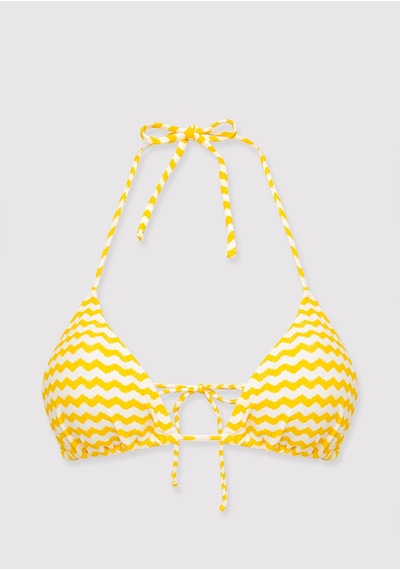 Mavi - Çizgili Üçgen Bikini Üstü 1912575-71301 Sarı