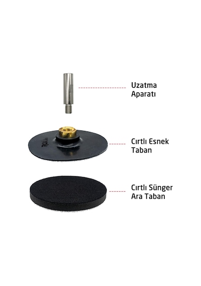 Rox Wood 0181 Esnek Cırt Zımpara Taban Seti 115 mm (3 Parça)