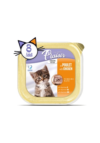 Plaisir Tavuk Etli ve Sütlü Pate Yavru Kedi Yaş Maması 8 x 100 G