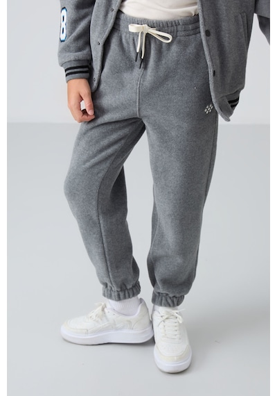 Tommylife Tommy Life Gri Melanj Kalın Yumuşak Dokulu Standart Fit Nakışlı Polar Erkek Çocuk Eşofman Alt - 11220 Gri Melanj
