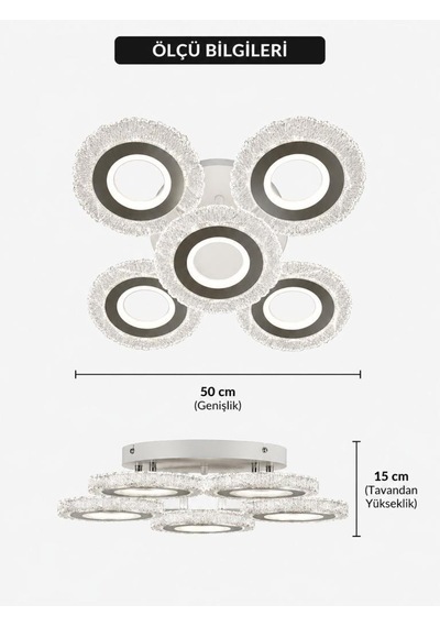 Eray Aydınlatma A017-4+1 Beyaz Dimmer Kumandalı Led Avize