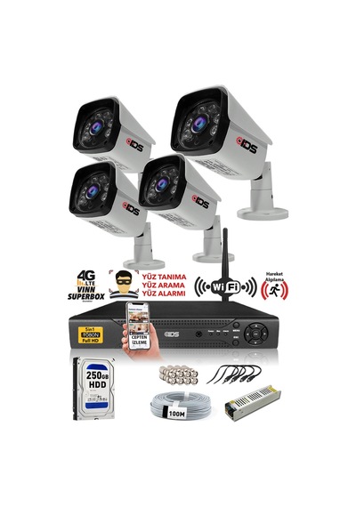 Ids - 4 Kameralı 1080P Fullhd 5Mp Sony Lensli Kamera Seti - 2027