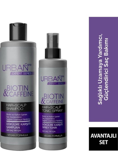 Urban Care Expert Biotin Ve Kafein Dökülme Karşıtı Şampuan Tonik-sağlıklı Uzamaya Yardımcı-vegan Set.urban Dökülen