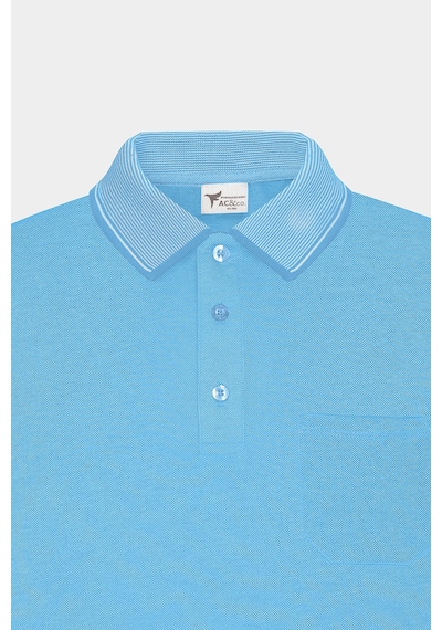 Ac&Co / Altınyıldız Classics 4A4820200047Mavm Düğmeli Polo Yaka Cepsiz Slim Fit Erkek Tişört Mavi