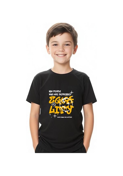 Fyk Kids Erkek Çocuk Hug People Yazılı Alt-üst Takım Siyah