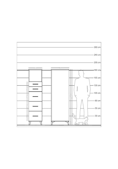 Kronos Dolap Tek Raflı 5 Çekmeceli 44x59x182 Çam-çam Çam