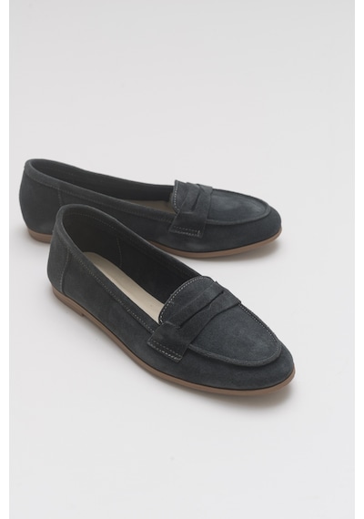Luvishoes Luvi Shoes F02 Füme Süet Hakiki Deri Kadın Loafer Ayakkabı Füme