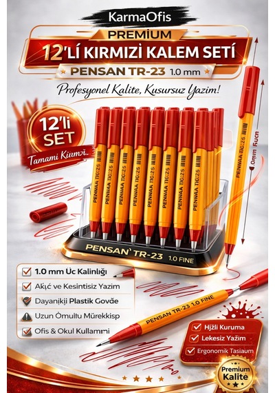 Tr-23 1.0 Mm Kırmızı 12'li Tükenmez Kalem Kırmızı12