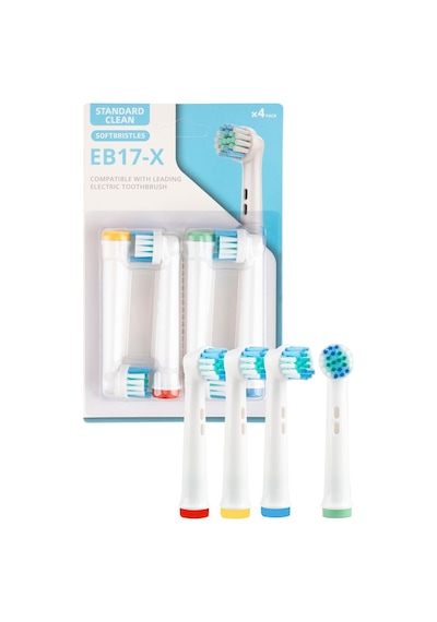 4 Adet Standard Cleaning Type Eb-17x Oral-b Şarjlı Ve Pilli Diş Fırçası Uyumlu Yedek Başlık Tek Ebat