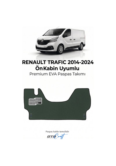Otocraft Renault Trafic 2014-2024 Uyumlu Haki 3d Havuzlu Eva Ön Kabin Paspası Tek Parça Araca Özel