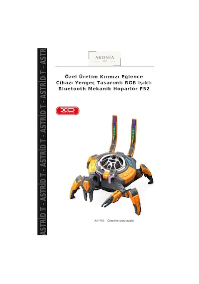 Özel Üretim Kırmızı Eğlence Cihazı Yengeç Tasarımlı Rgb Işıklı Bluetooth Mekanik Hoparlör F52