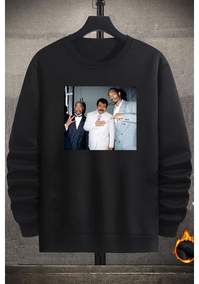 Unisex Müslüm Bisiklet Yaka Sweatshirt Siyah