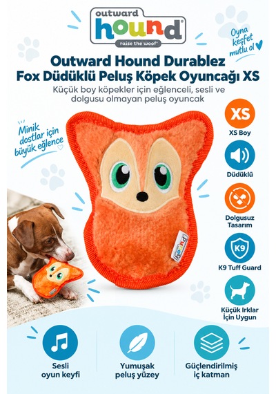 Outward Hound Durablex Fox Düdüklü Peluş Köpek Oyuncağı Xs