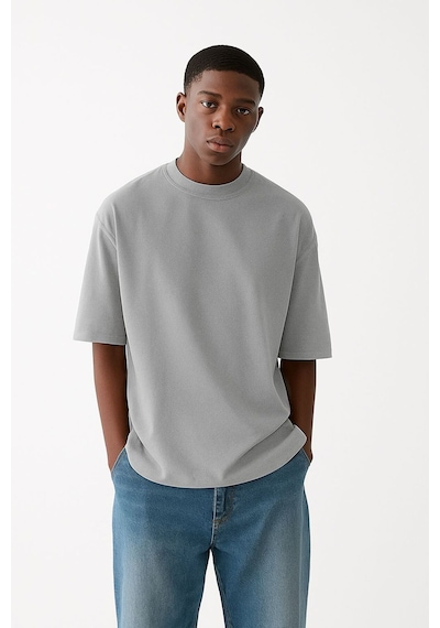 Düz Unisex Tshırt 3q3 Gri