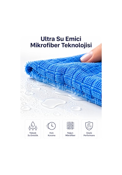 40x40 Mikrofiber Temizlik Bezi İz Bırakmayan Cam Ayna Mobilya Mutfak Temizlik Bezi Mavi