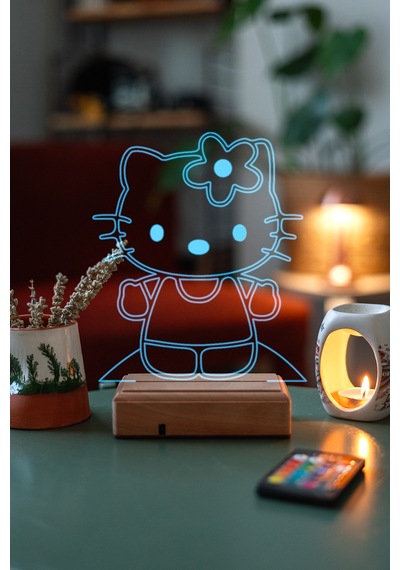 Hello Kitty 16 Renk Kumandalı 3d Gece Lambası Çok Renkli