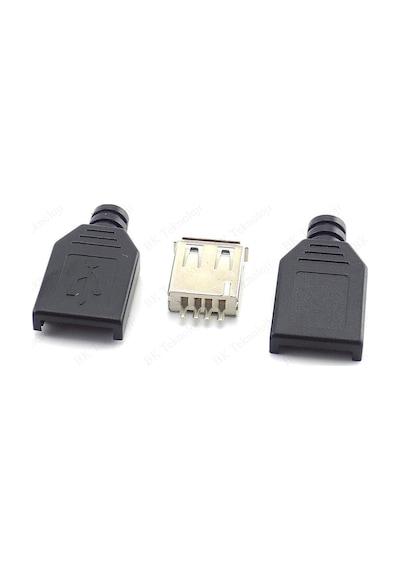 Plastik Muhafazalı Lehim Tipi 4 Pin USB Dişi Konnektör