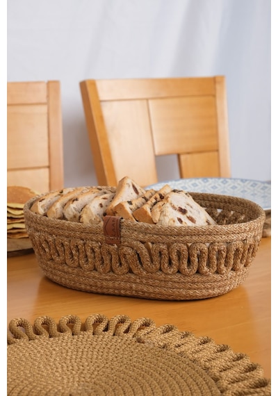 Kaan Home El Dokuma Oval Jüt Ekmek Sepeti Bej