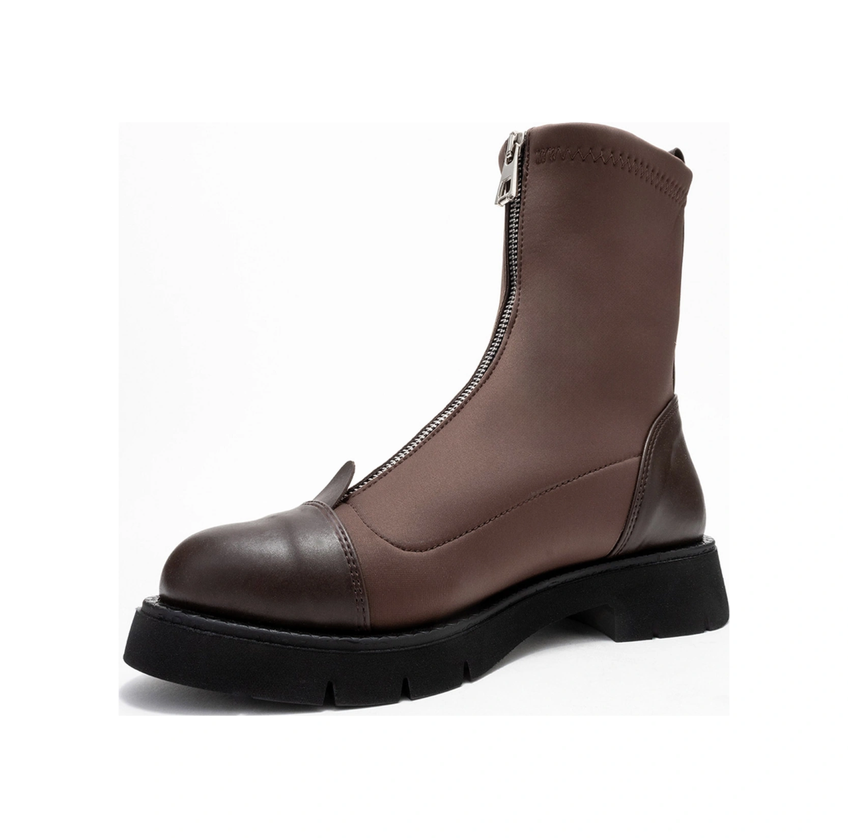 Luvishoes Luvi Shoes Martos Kahverengi Cilt Streç Önden Fermuarlı Kadın Bot Kahverengi Deri