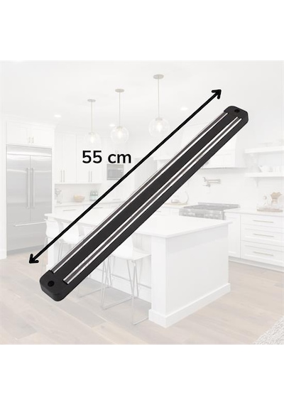 Go İthalat Mıknatıslı Paslanmaz Duvar Bıçak Askısı Standı 55 Cm Aparat Antrasit