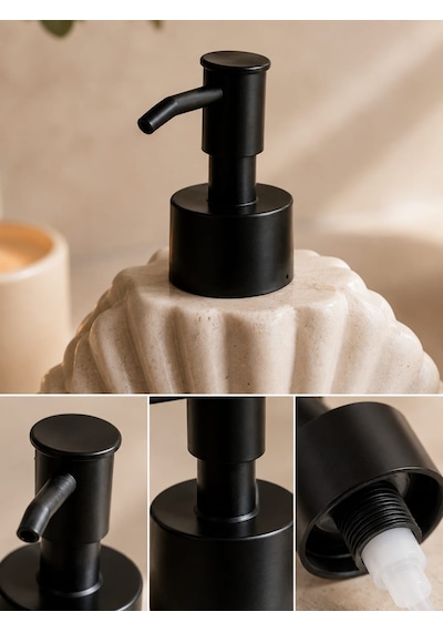 Yş Home - Deniz Kabuğu Polyresin Sıvı Sabunluk Dekoratif Banyo Lavabo Aksesuarı Açık Bej