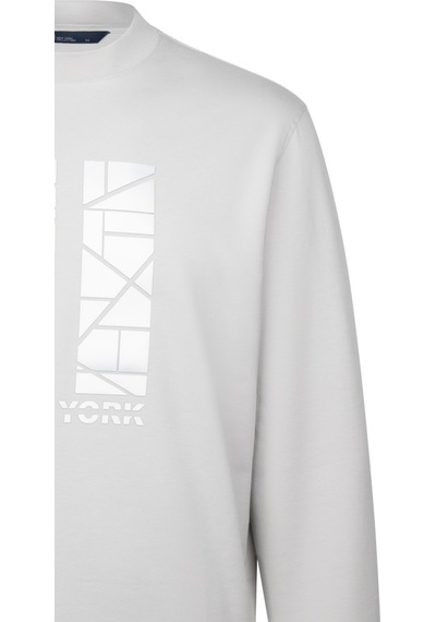 Hatemoğlu Gri Regular Fit Baskılı Pamuklu Bisiklet Yaka Sweatshirt 30224 Gri