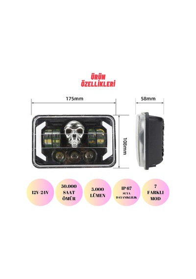 Off Road Spotled Delici Skull 60 W Sis Farı Ve Çalışma Lambası