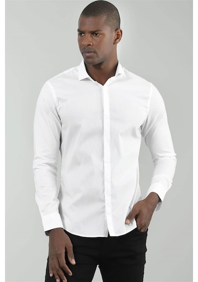 Tudors Süper Slim Fit Dar Kesim Erkek Gömlek-15230 Beyaz
