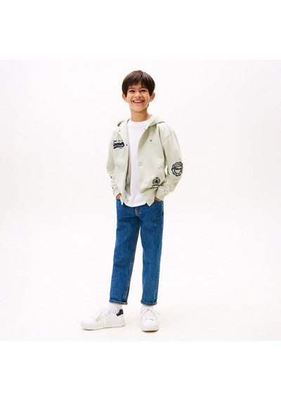 Tommy Hilfiger Varsity Graphic Snap Button Çocuk Bej Sweatshirt Kb0kb09752 Bej