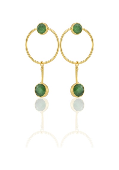 Kadir Jewellery 22 Ayar Altın Kaplama Kadın Sallantılı Küpe -el İşçiliği Ve Hipoalerjenik Küpe Yeşil 90612762