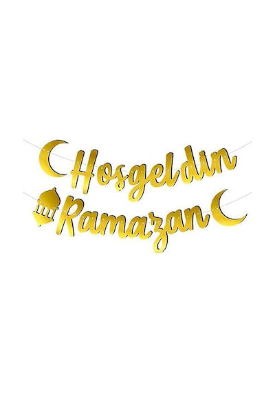 Kaligrafik Gold Renk Hoşgeldin Ramazan Yazısı, Banner Tüm Yaşlar