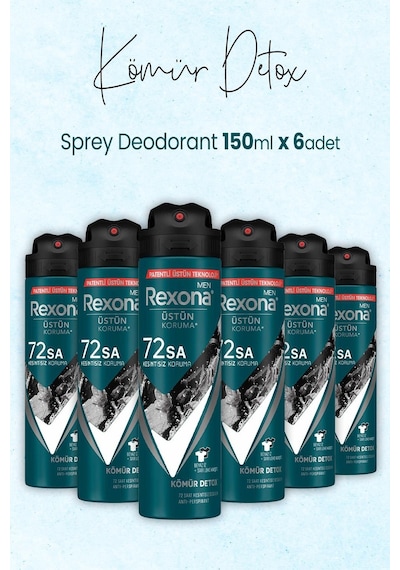 Rexona Men Kömür Erkek Sprey Deodorant 6 x 150 ML
