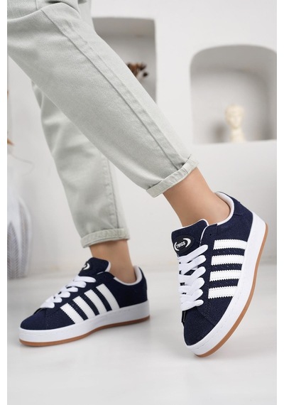 Homiro Unisex Klasik Bağcıklı Ortopedik Spor Sneaker Ayakkabı-lacivert