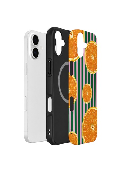 Apple iPhone Uyumlu 17 Vorian Çift Katmanlı Magsafe Kılıf Orange Grove Cabana