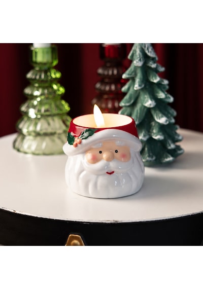 Yılbaşı Pilli Mum Noel Baba Beyaz 10 Cm