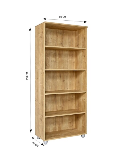 Kitaplık, Dosya Dolabı, Malzeme Rafı 190x80x40 Cm Safir Meşe Safir Meşe