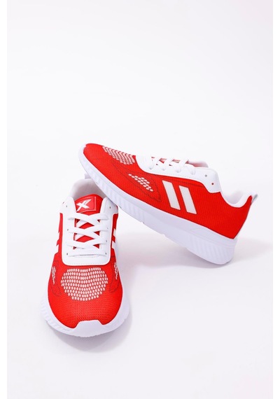 Dijital Baskılı Unisex Kırmızı Sneaker - Beyaz Desenli Günlük Ayakkabı Kırmızı-beyaz