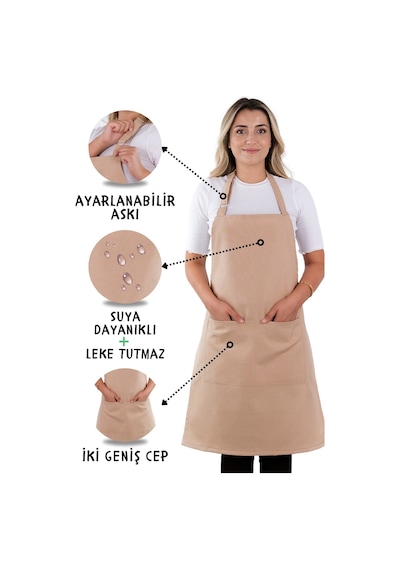Sevilya Simple Ayar Askılı Mutfak Önlüğü Cappucino