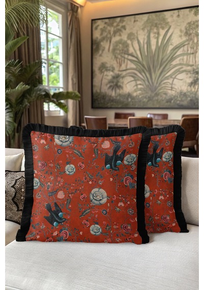 Vintage Çiçek Kuş Motifli Lüx Saçaklı Yastık Kılıfı-kırmızı Siyah İskandinav Püsküllü Kırlent Kılıfı Fırtına Çiçeği Vintage Çiçek Kuş Motifli Lüx Saçaklı Yastık Kılıfı-kırmızı Siyah İskandinav Püsküllü Kırlent Kılıfı Fırtına Çiçeği