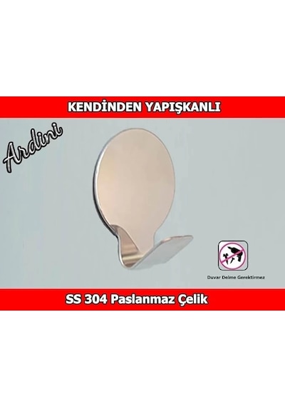 Ardini Paslanmaz Çelik Kendinden Yapışkanlı Bornoz Havlu Askısı Yuvarlak 4'lü Çok Renkli